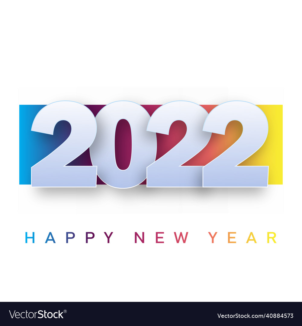 2022 happy new year card with gradient background Vector Image