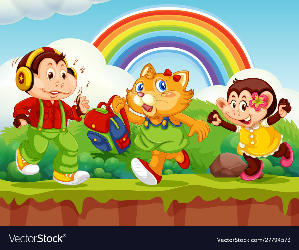 Animals playing in a park Royalty Free Vector Image