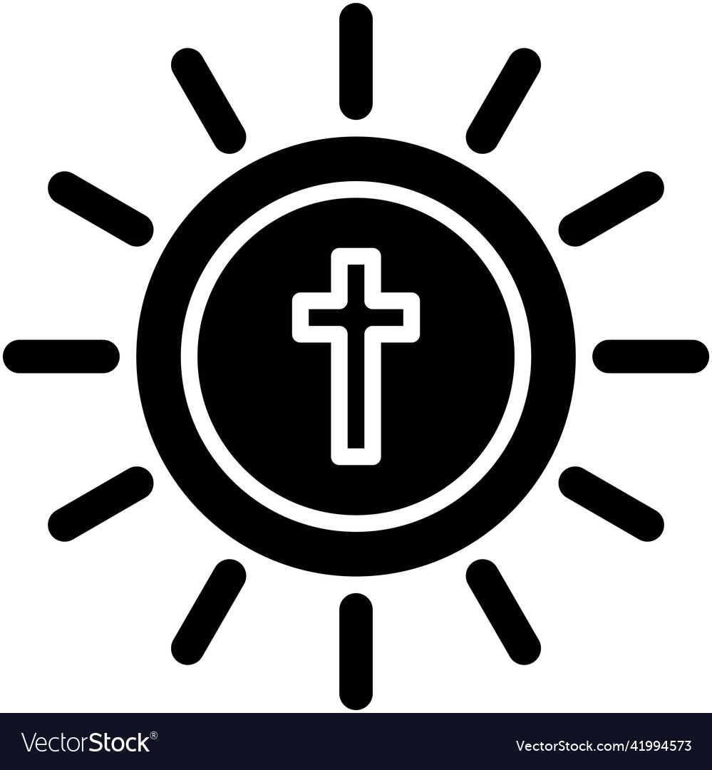 Cross on the sun icon holy week related Royalty Free Vector