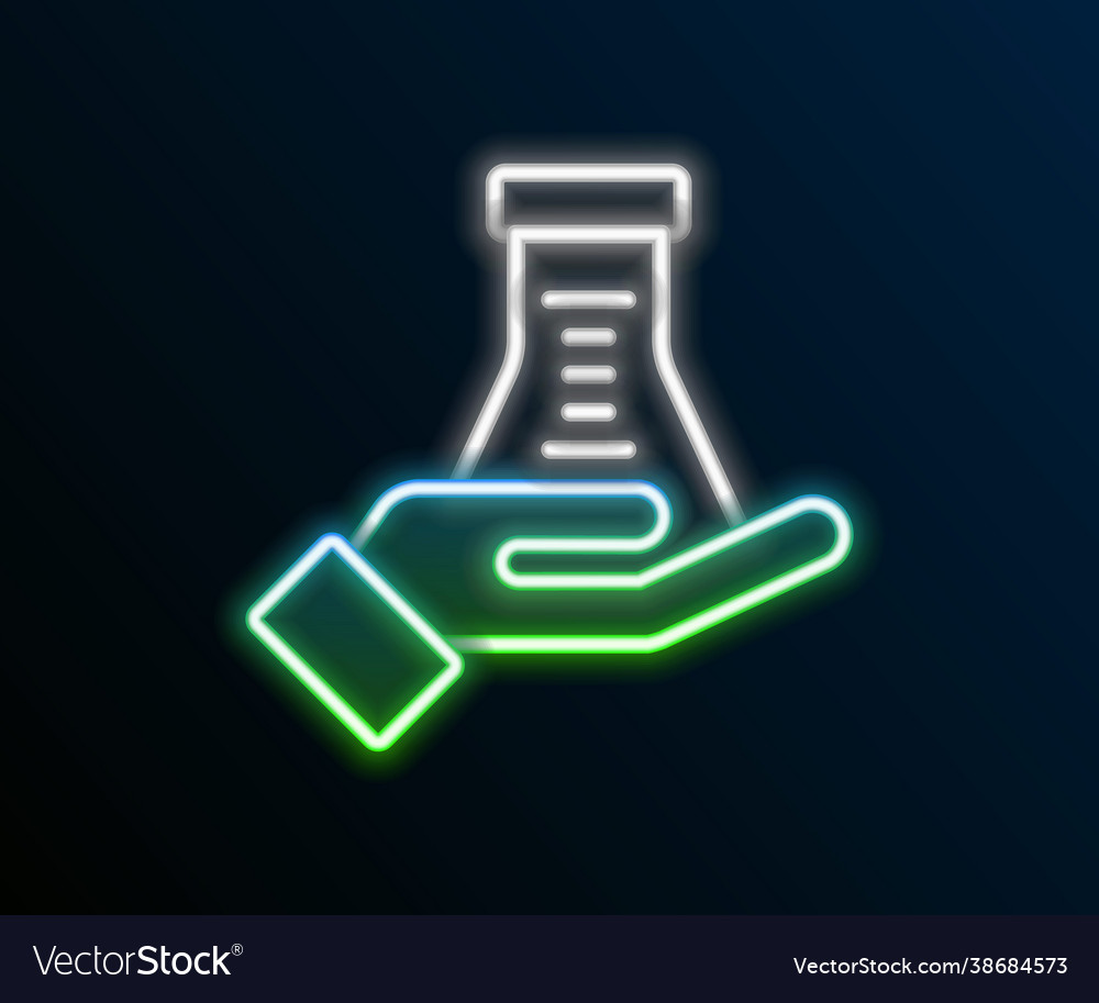 Glowing neon line test tube and flask chemical