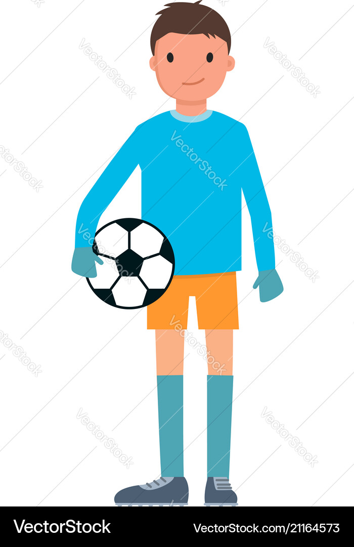 Goalkeeper with ball icon flat style Royalty Free Vector