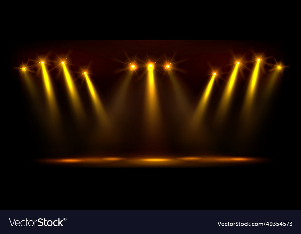 Gold abstract stage with spotlight for party show Vector Image