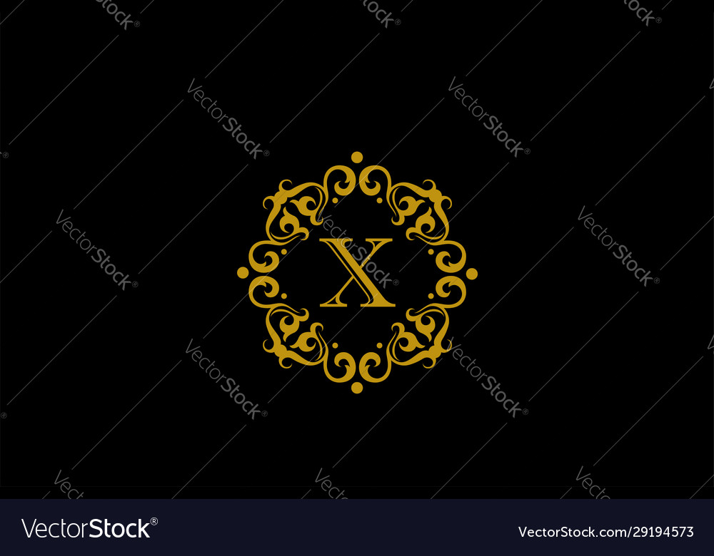 Gold elegant letter x graceful style