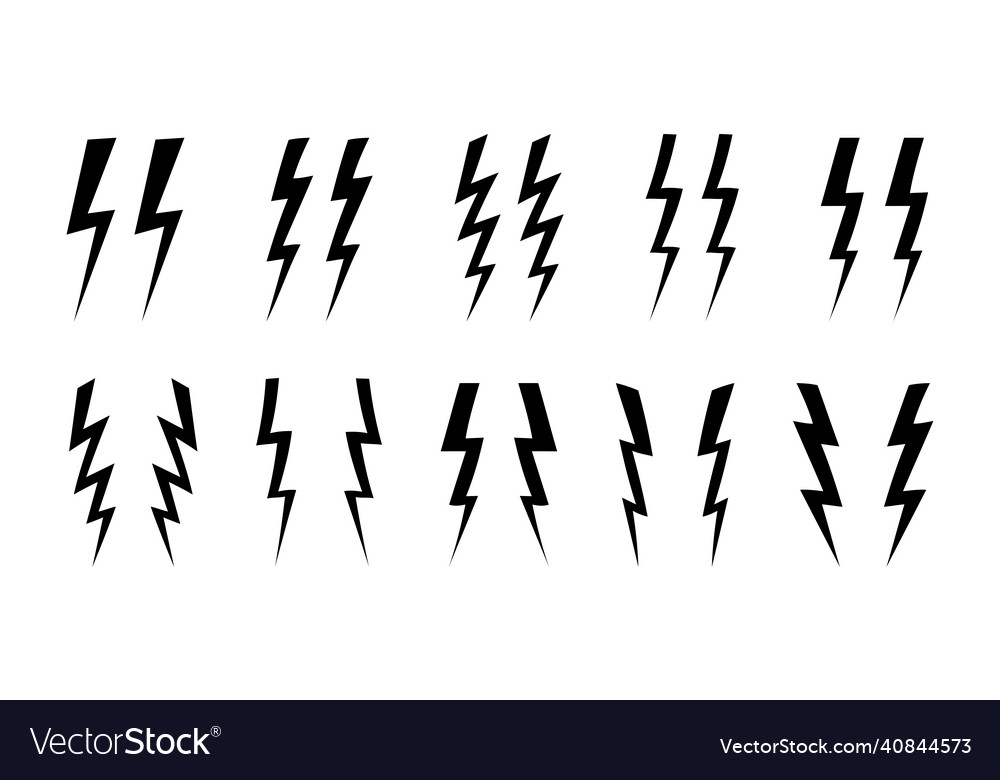 Hand-drawn brackets thunderbolt set