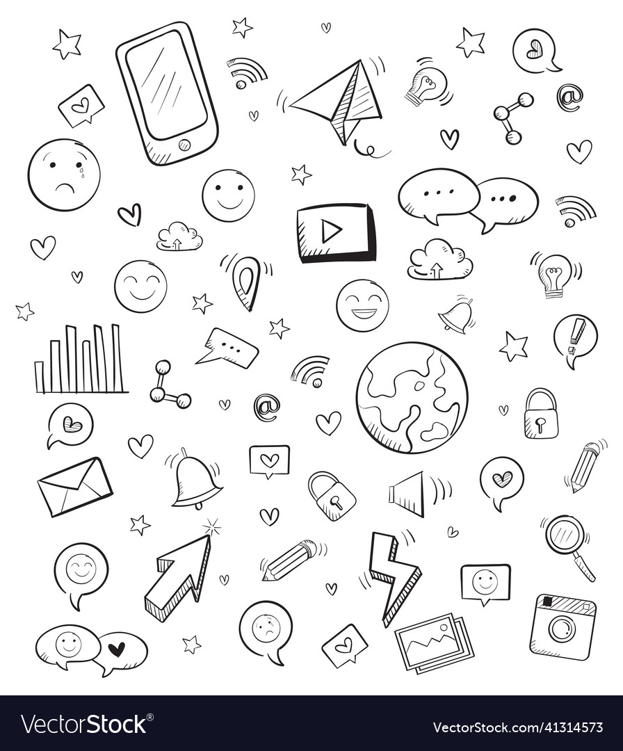 Hand drawn doodle icons set Royalty Free Vector Image