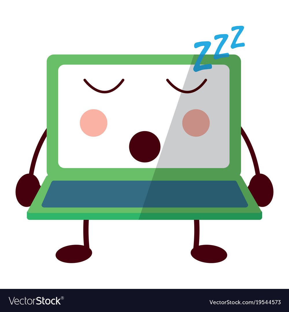 Laptop computer kawaii character screen Royalty Free Vector