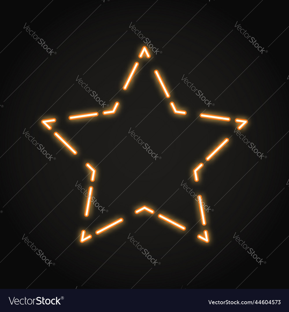 Neon orange shining star frame