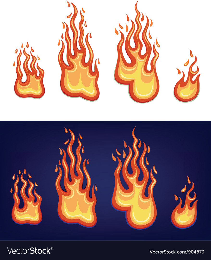 Red flame set Royalty Free Vector Image - VectorStock