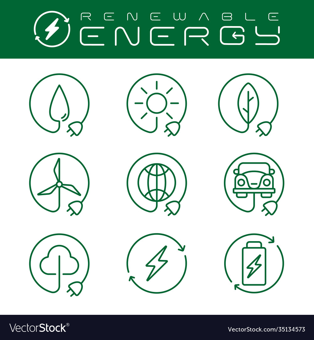 Renewable Energy Icons Set With An Editable Stroke