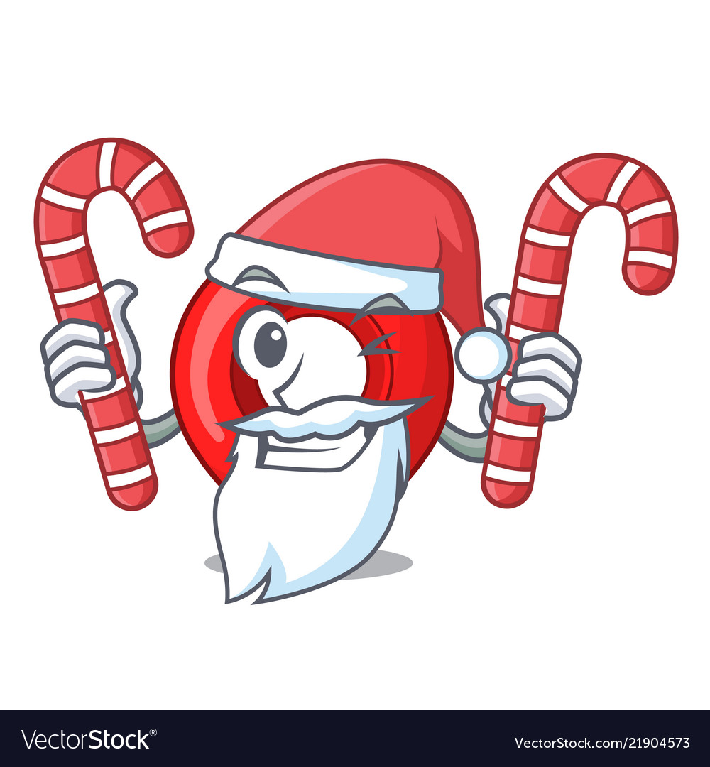 Santa mit Süßigkeiten Kartenmarker Navigation Pin Maskottchen vector image Santa mit Süßigkeiten Kartenmarker Navigation Pin Maskottchen