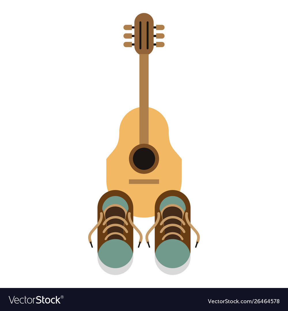 Acoustic guitar and blue sneakers