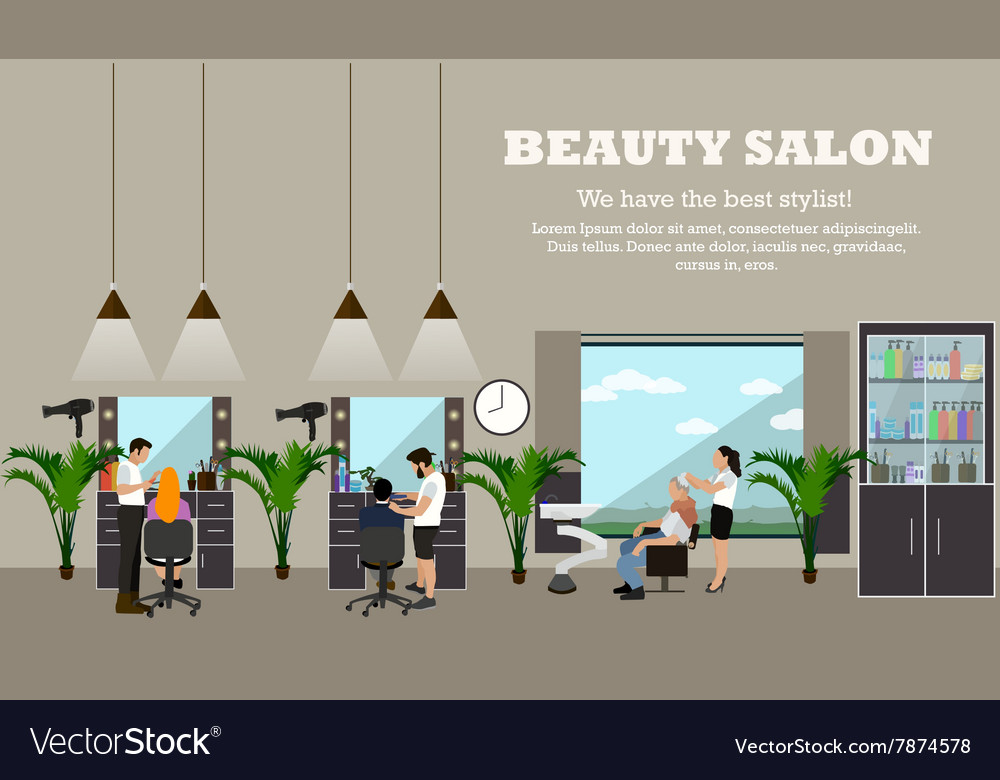 Beauty salon interior concept banners hair Vector Image