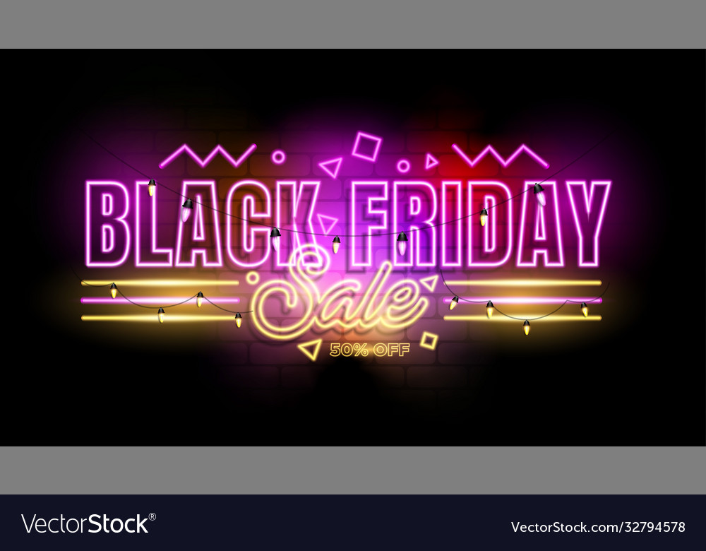 Black friday neon sign promotion background