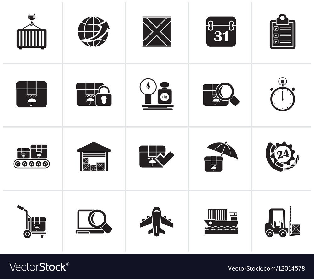 Black logistic and shipping icons