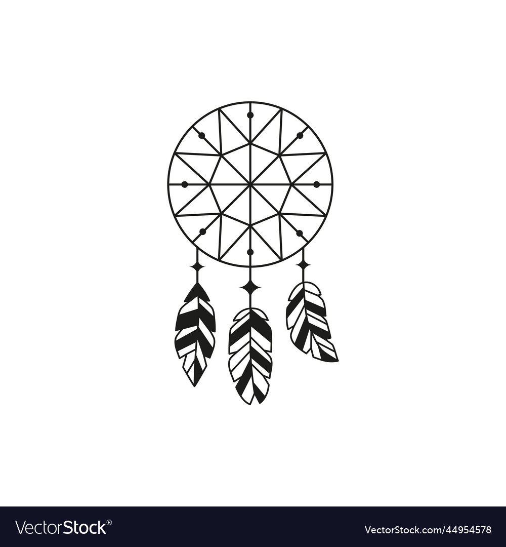 Boho black indian dream catcher Royalty Free Vector Image