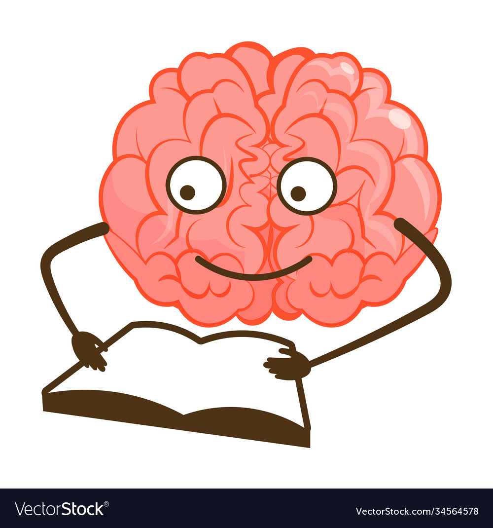 Brain nerd emoticon cartoon mascot isolated Vector Image