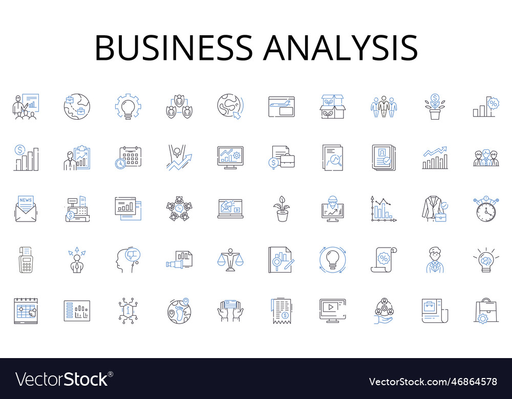 Business Analysis Line Icons Collection Royalty Free Vector