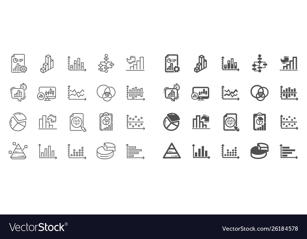 Charts and diagrams line icons set 3d chart Vector Image