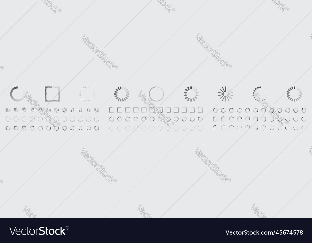 Circular loading buffering icons set video ready vector image Circular loading buffering icons set video ready