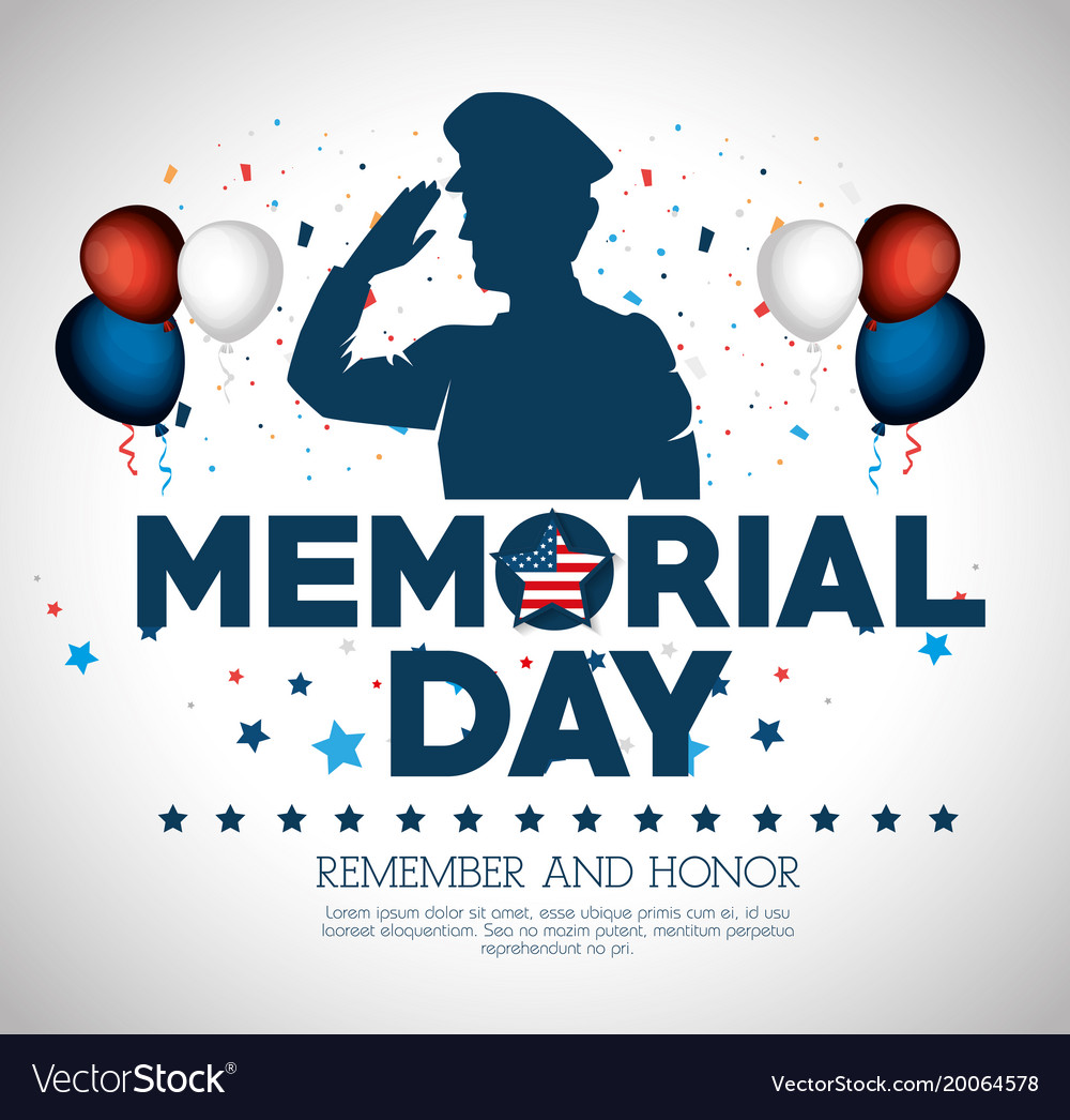 Happy memorial day soldier silhouette Royalty Free Vector