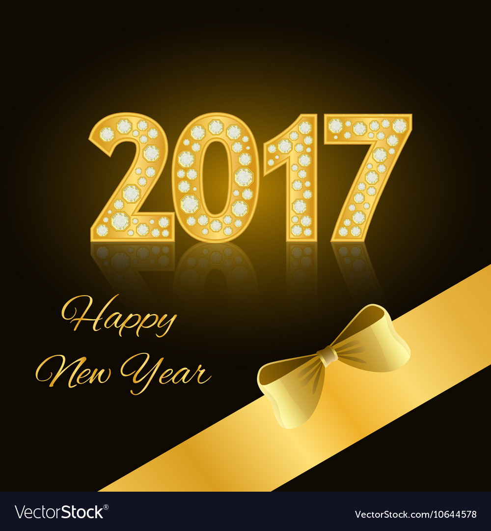 Happy New Year 2017 New Year 2016 Gold Numbers Vector Image