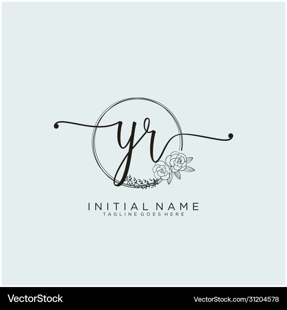 Letter initial yr beauty monogram and elegant Vector Image