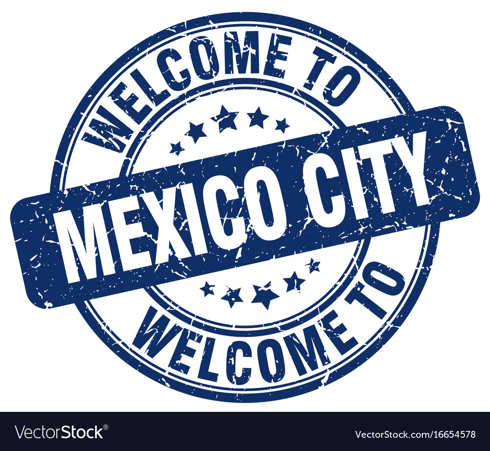 Welcome to mexico city blue round vintage stamp