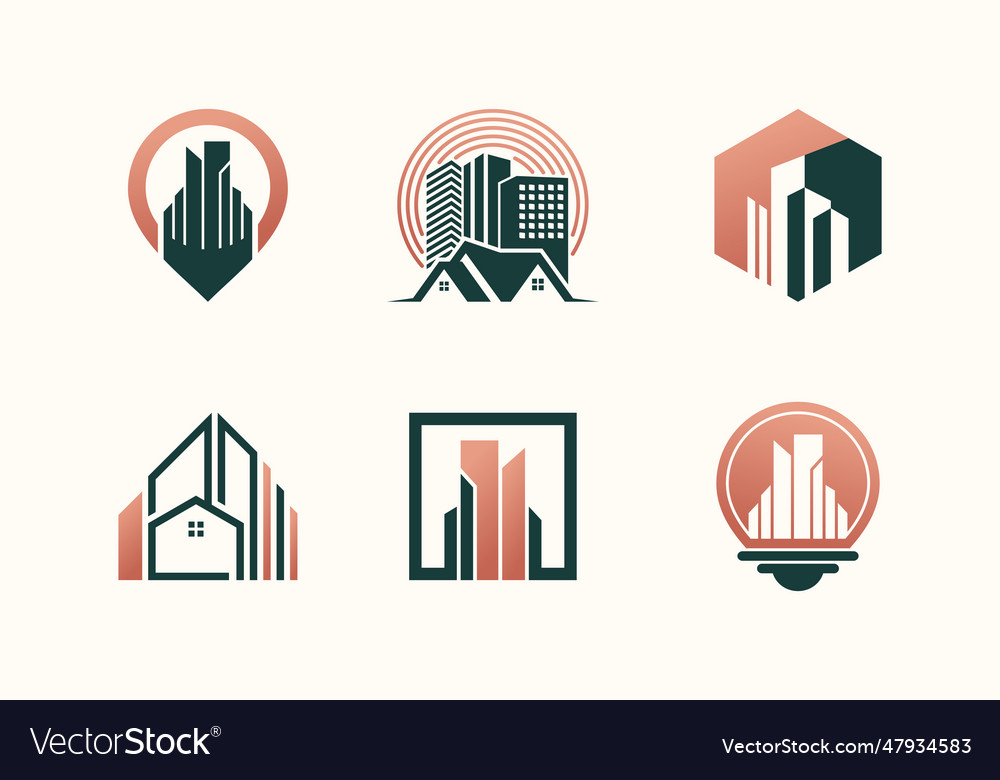 Building logo design collection with creative