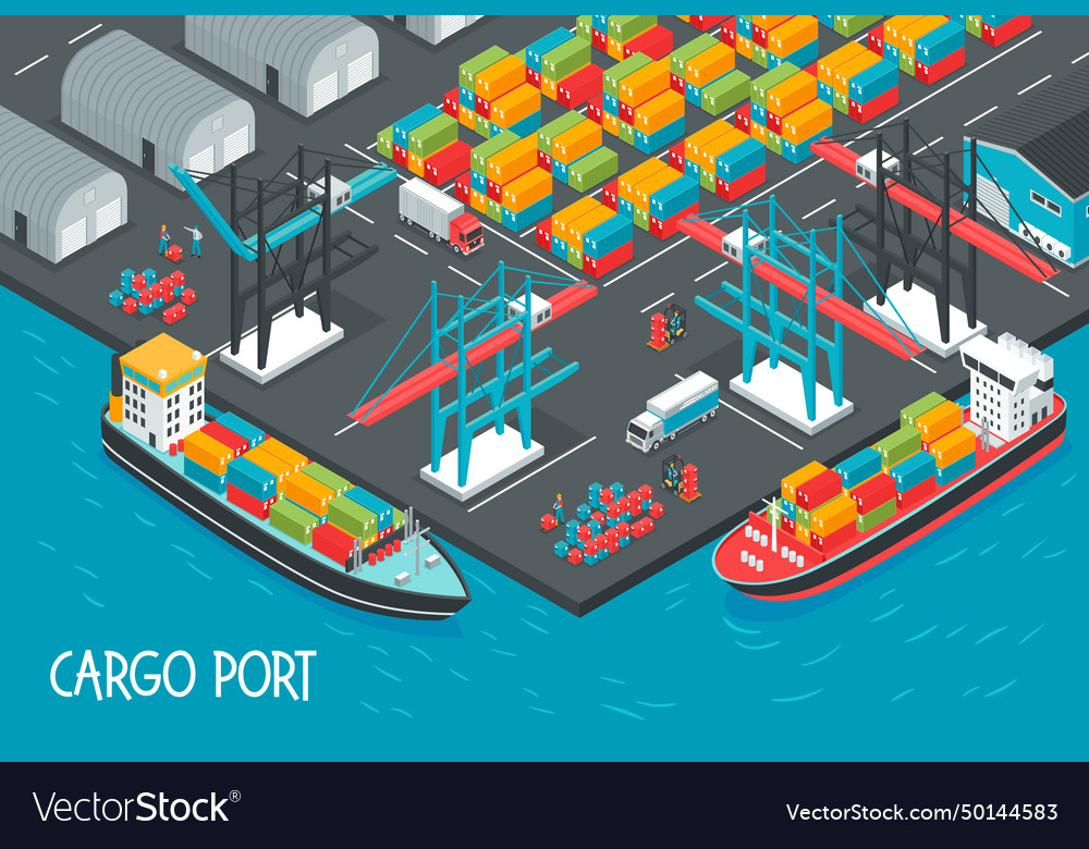 Cargo port Royalty Free Vector Image - VectorStock