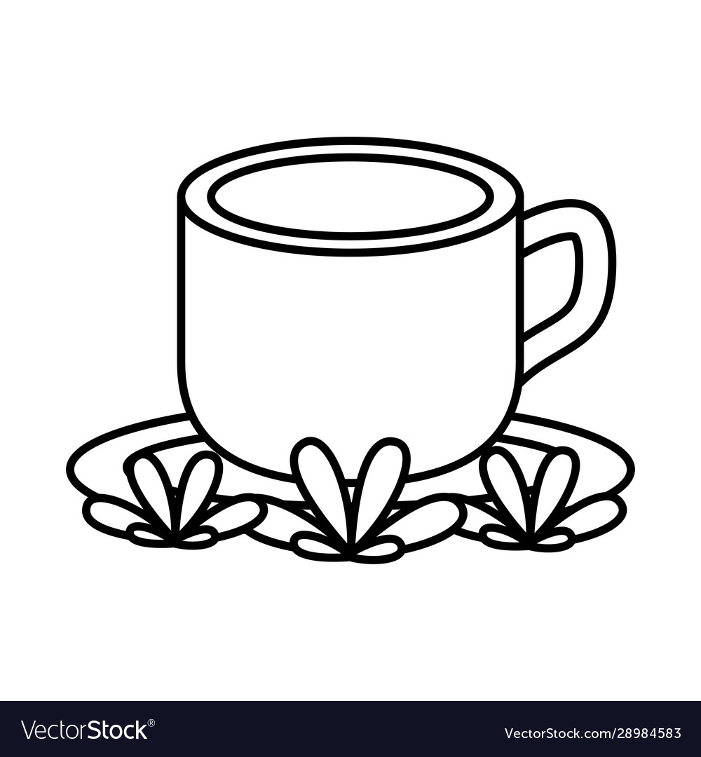 Coffee In Ceramic Cup Drink With Leafs Royalty Free Vector Coffee In Ceramic Cup Drink With Leafs Royalty Free Vector