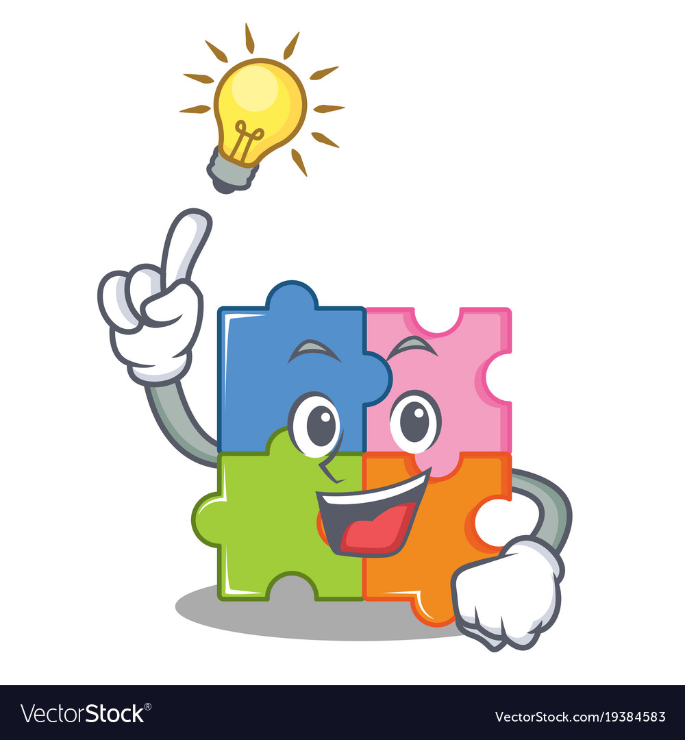 Have an idea puzzle mascot cartoon style