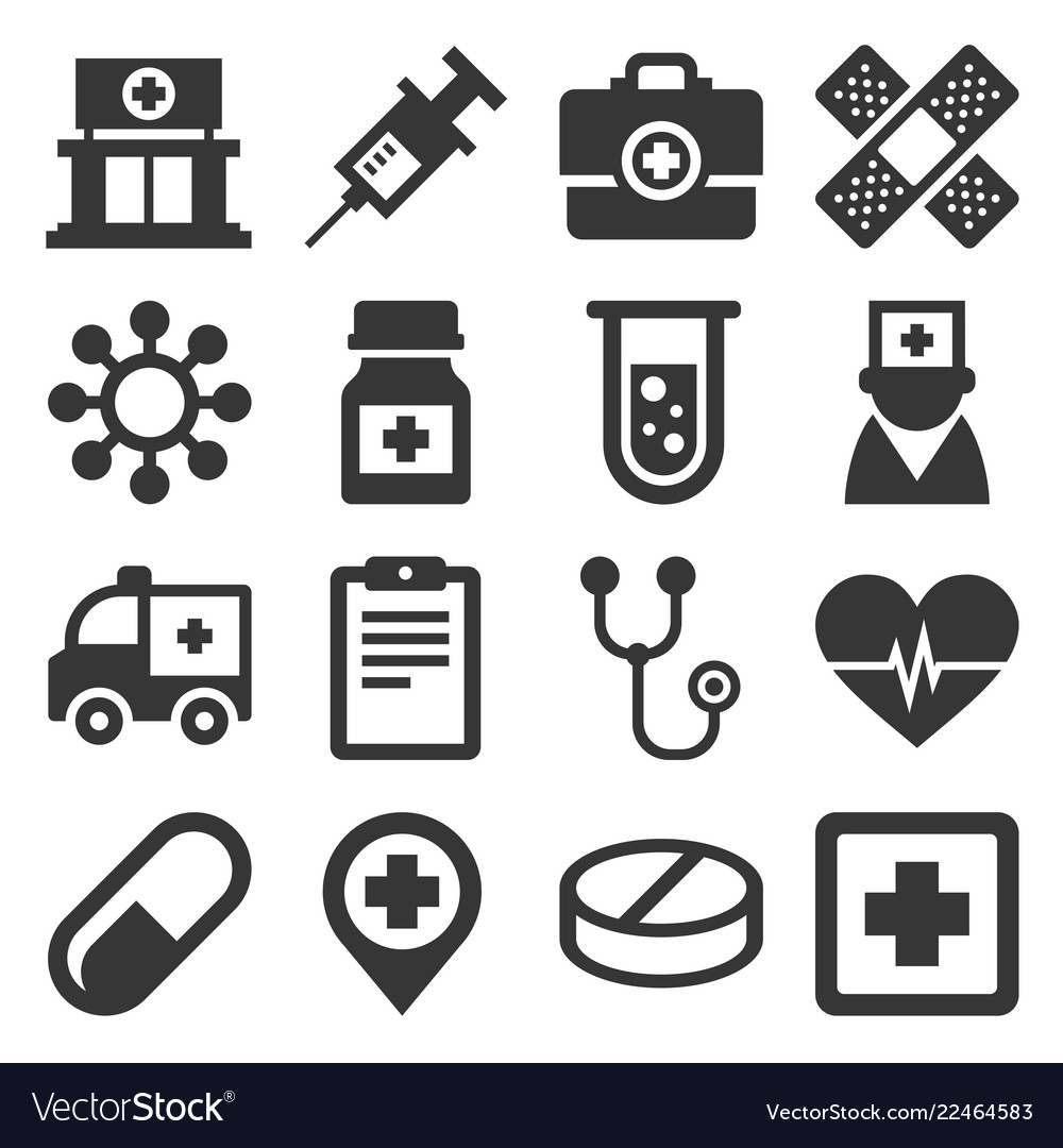 Health Medic Icons Set On White Background Vector Image