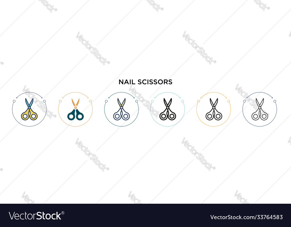 Nail scissors icon in filled thin line outline