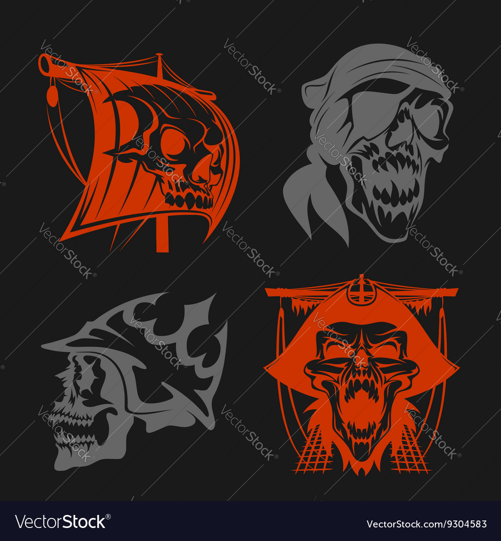 Pirate symbols - emblems set Royalty Free Vector Image