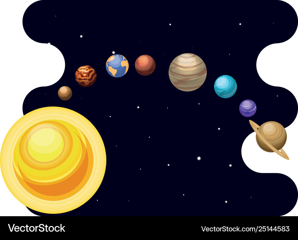 System solar planets scene space Royalty Free Vector Image