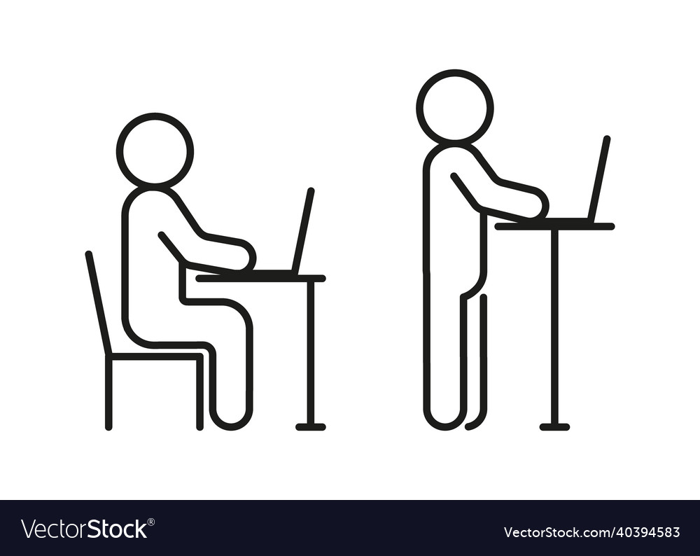 Types of work at computer while sitting vector image Types of work at computer while sitting