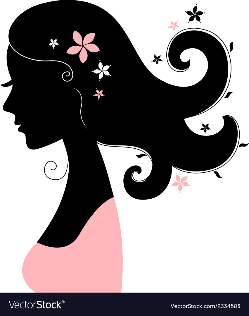 Beautiful woman silhouette with flowers in hair Vector Image