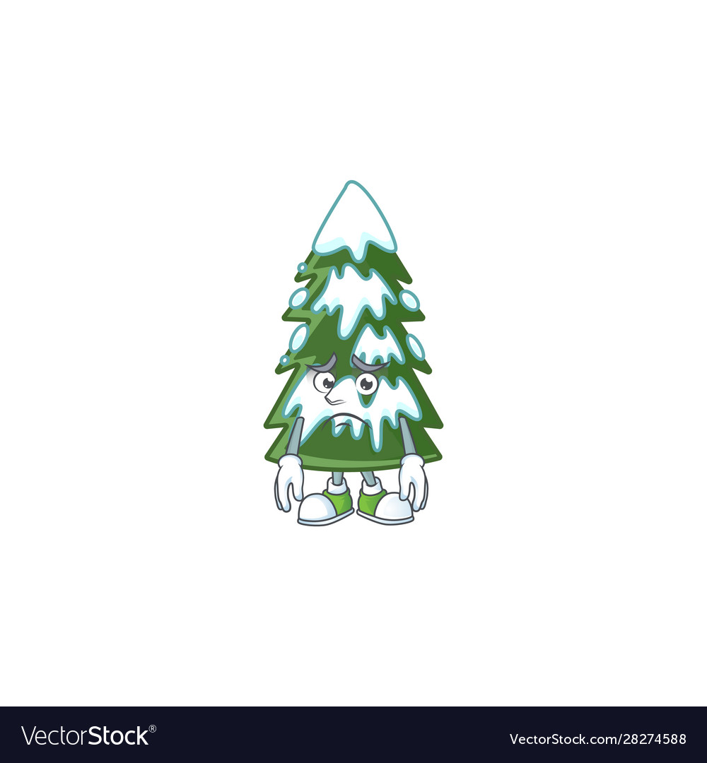 Christmas tree snow cartoon character showing