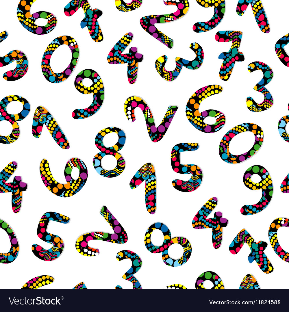 Colorful numbers seamless pattern