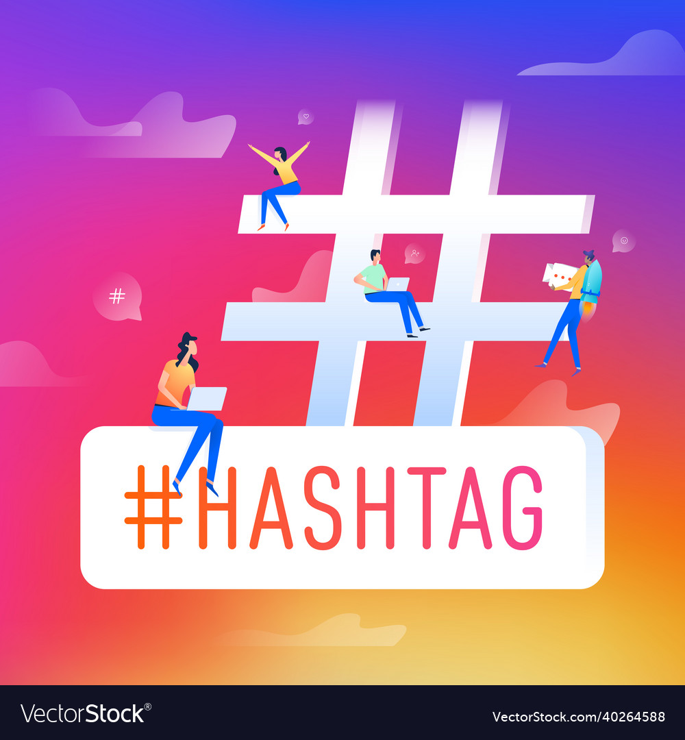 Hashtag social media concept group of people Vector Image