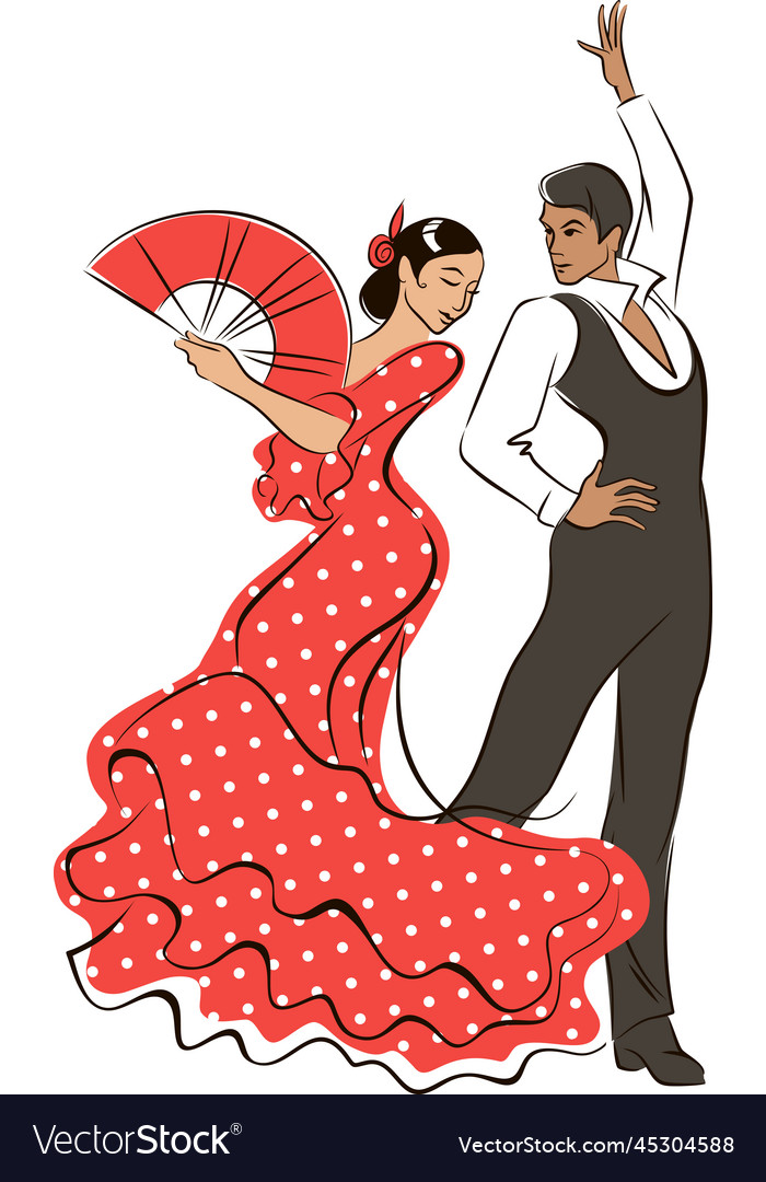 Man and woman dancing flamenco Royalty Free Vector Image