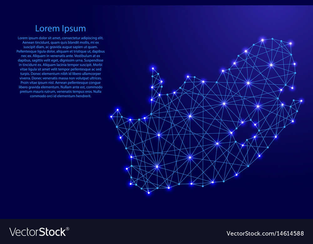 Map of south africa from polygonal blue lines