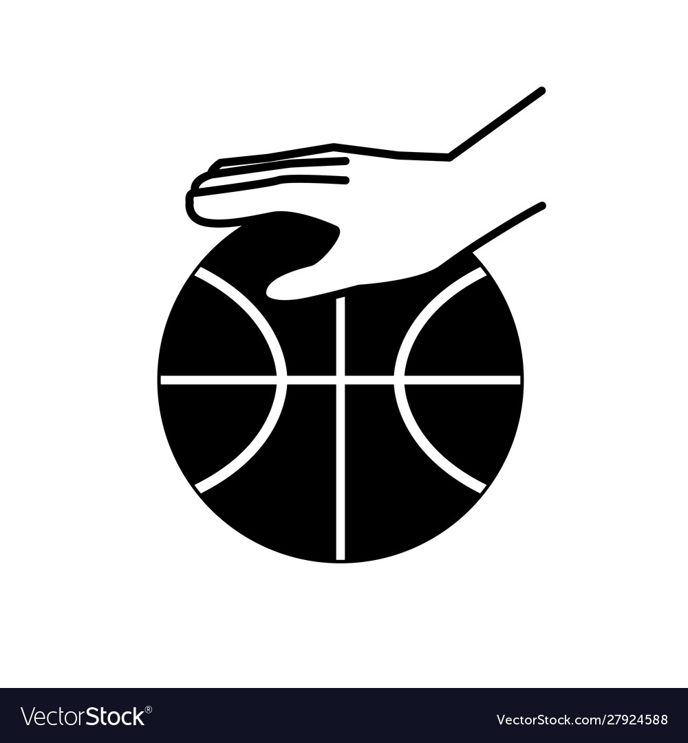 Sport hand with ball basketball block line style Vector Image