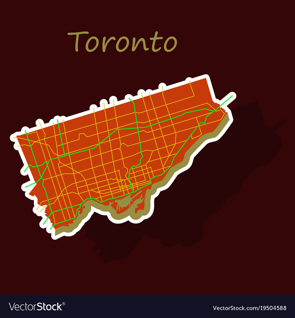 Sticker color map of toronto canada city plan Vector Image