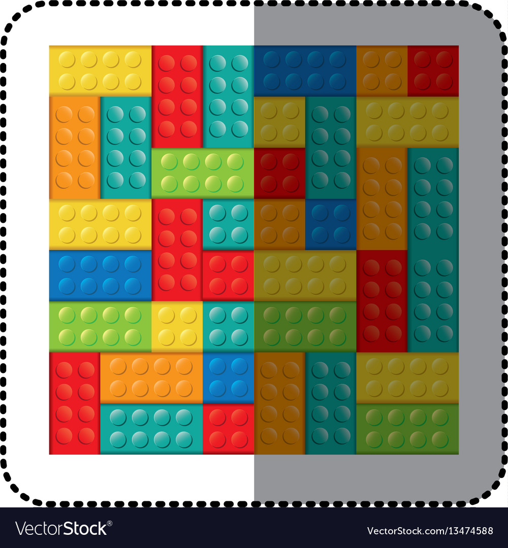 Sticker colorful building toy bricks lego icon toy