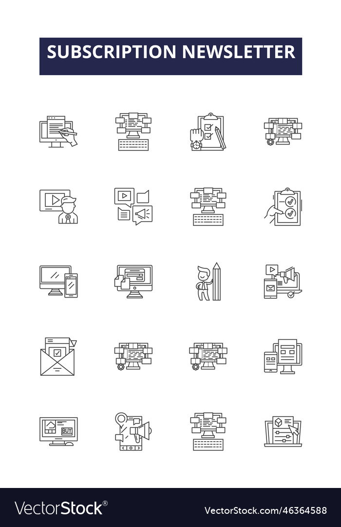Subscription newsletter line icons