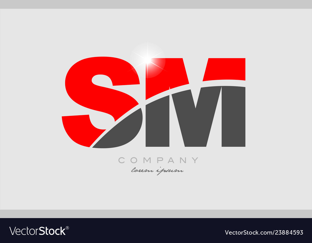 Combination letter sm s m in grey red color