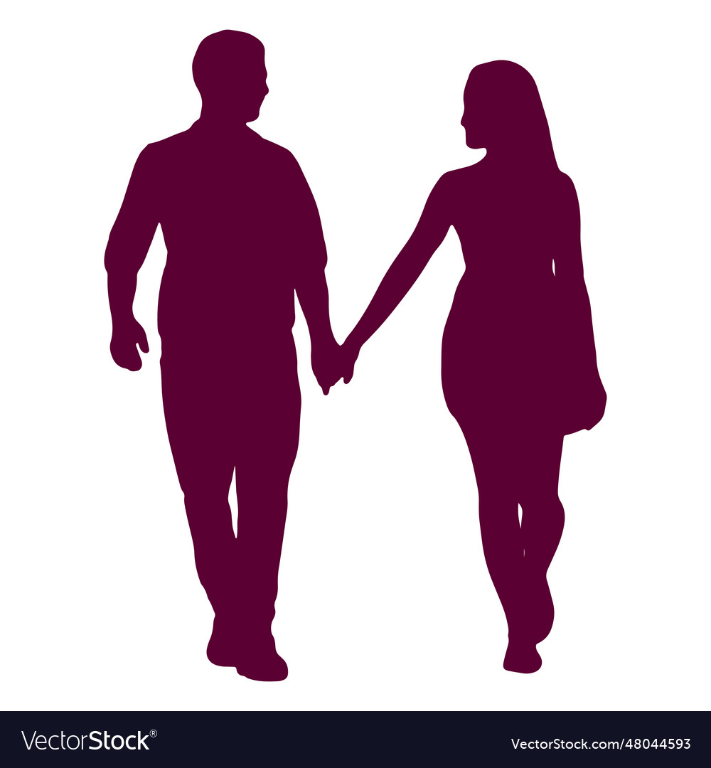 Couple walking holding hands silhouette couple Vector Image