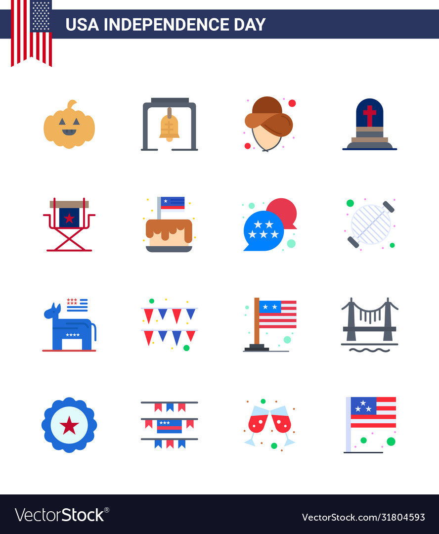 Happy independence day 16 flats icon pack for web