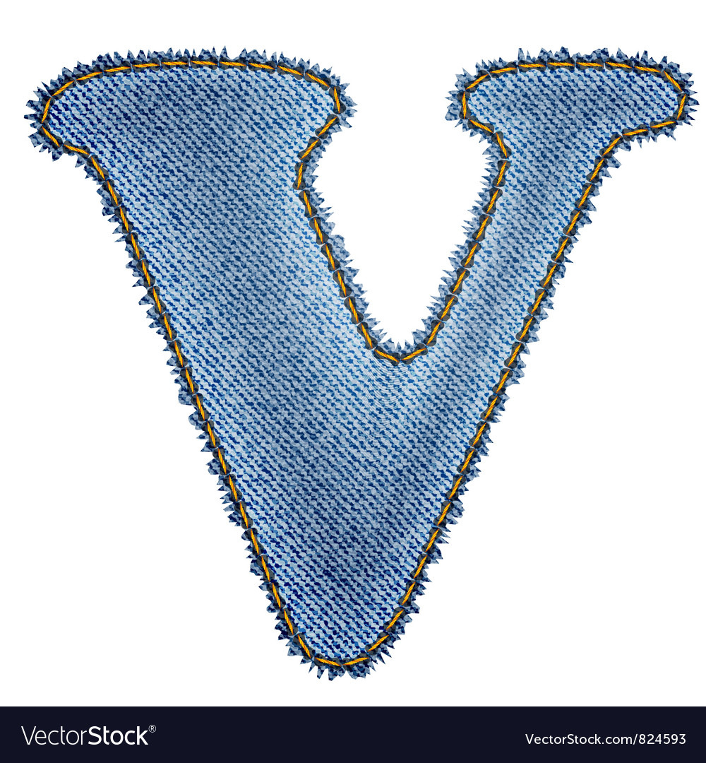 Jeans alphabet denim letter v